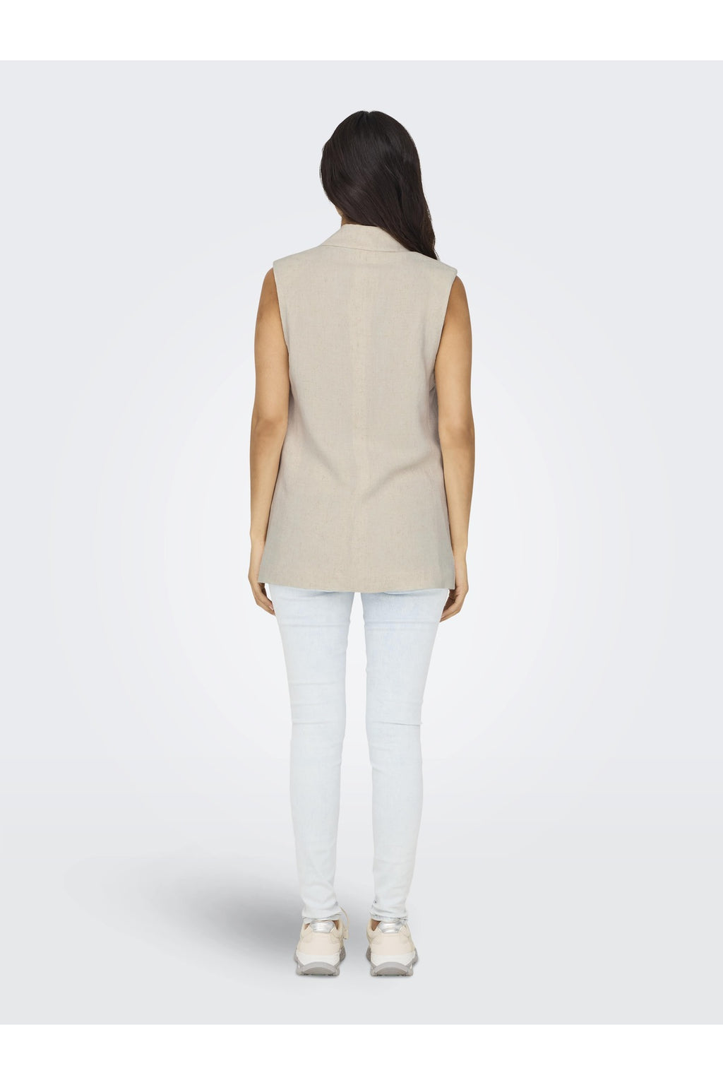 Only Minimalist Kolsuz Midi Oversize Keten Yelek - Günlük Şıklık