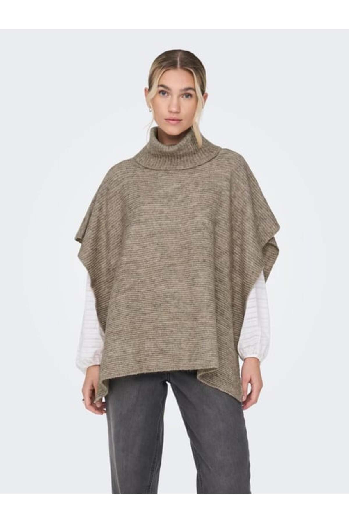 Only Oversize Bohem Kaşmir Yaka Kadın Panço - Minimalist Tarz Translation missing: tr.content.product_image_secondary