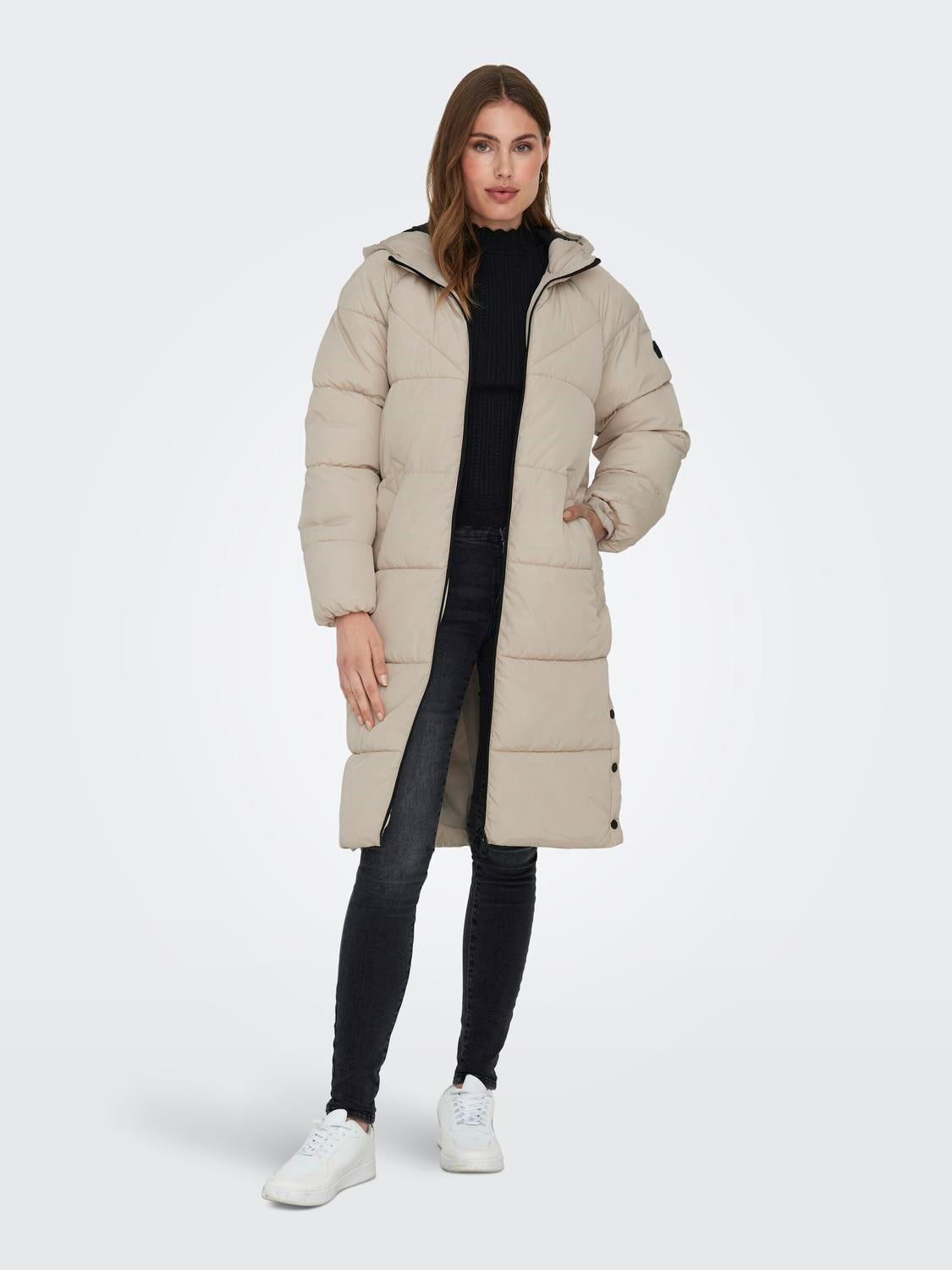 Only Oversize Kapüşonlu Midi Şişme Kaban - Kışlık - Sıcak ve Şık Ana görsel
