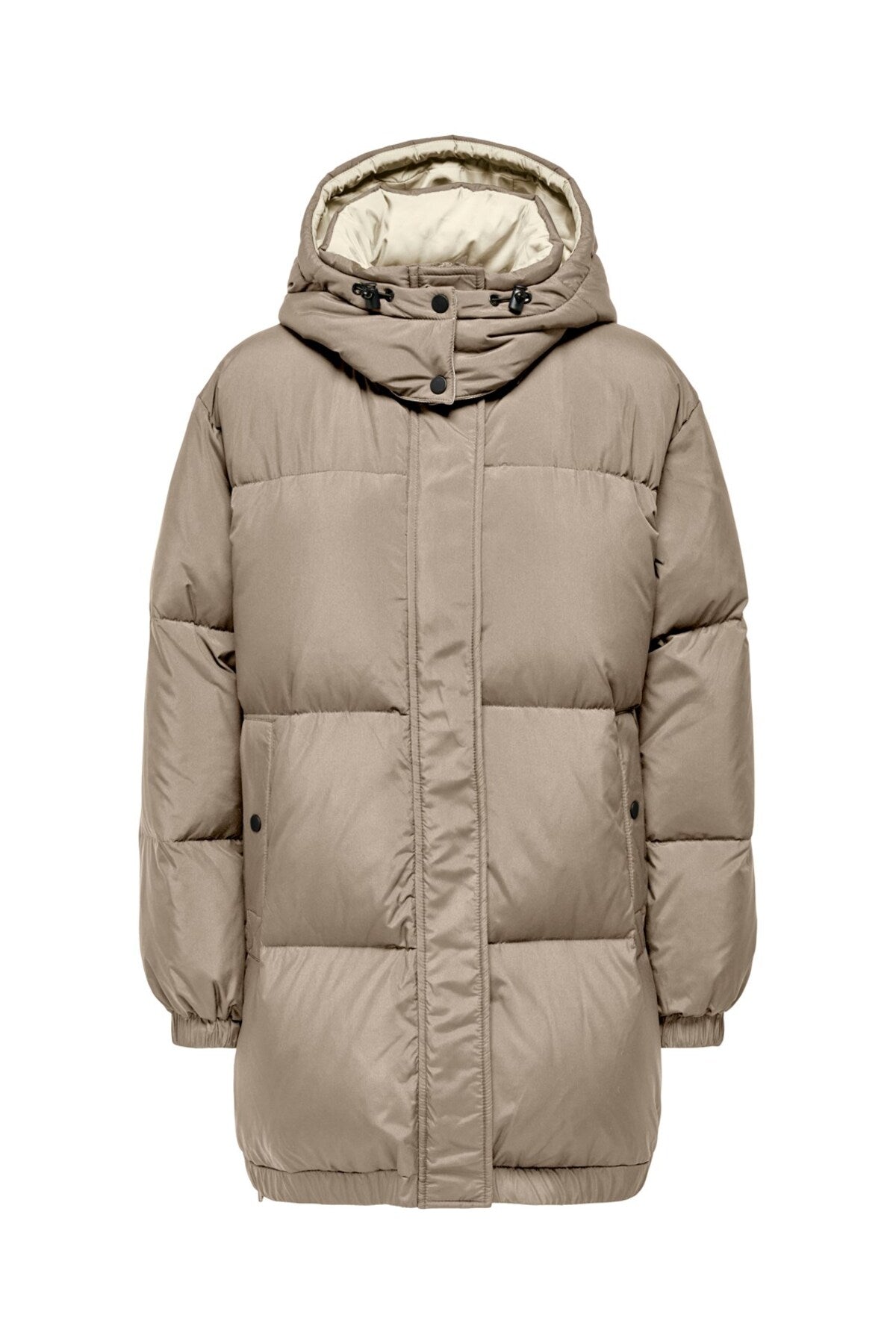 Only Oversize Kapüşonlu Midi Şişme Mont - Kışlık Günlük