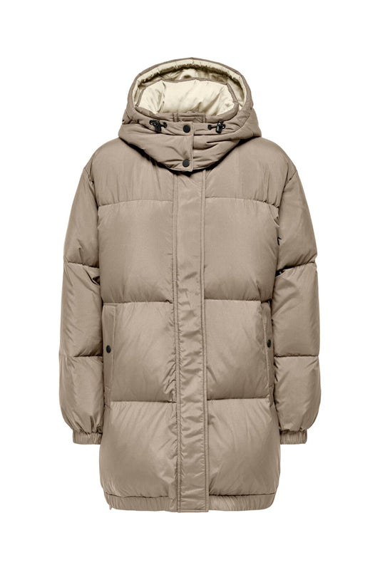 Only Oversize Kapüşonlu Midi Şişme Mont - Kışlık Günlük