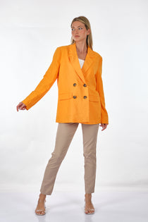 Only Oversize Minimalist Keten Kadın Ceket - Uzun Kol - Çift Düğme