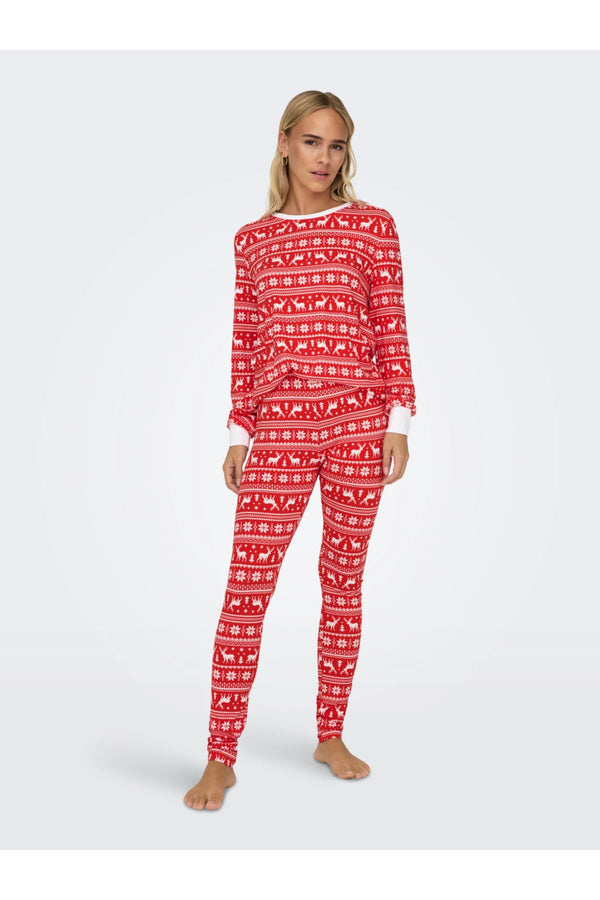 Only Uzun Kol Gece Pijama Takımı - Rahat ve Sıcak Kışlık Desen