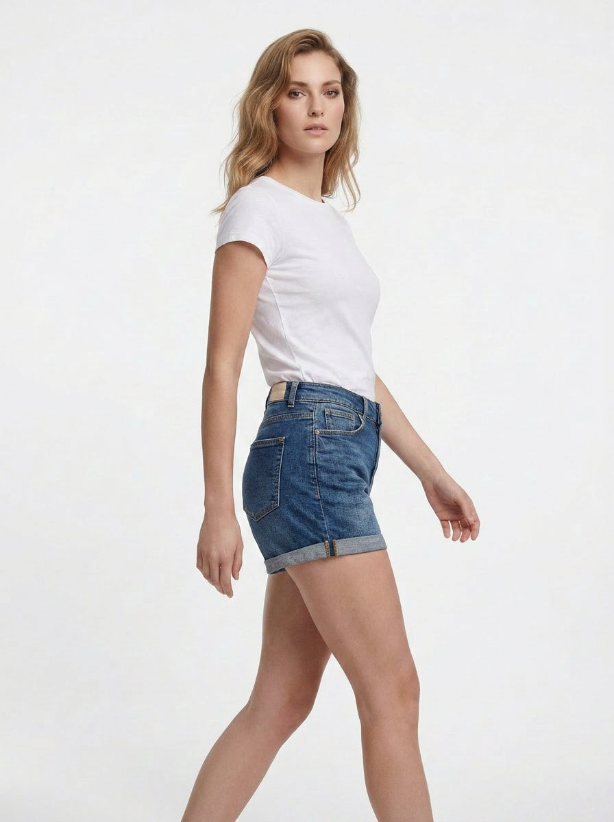 Only Yüksek Bel Mini Denim Şort - Minimalist Günlük Stil - Hızlı Kargo