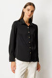 Önü Düğmeli Saten Gömlek Ekol