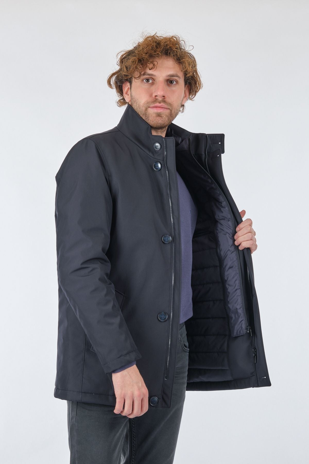 Orbita Erkek Kaban - Minimalist Stil, Regular Fit, Yüksek Yaka