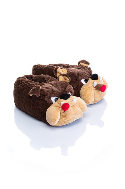 Twigy Bulldog Desenli Peluş Kadın Terliği - Sıcak ve Rahat