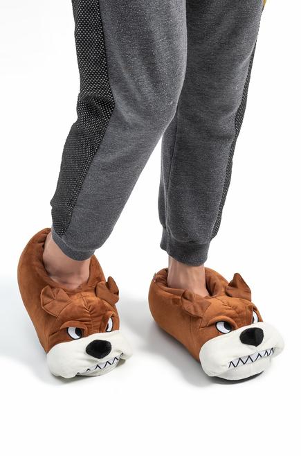 Twigy Bulldog Desenli Sıcak Kışlık Kadın Ev Terliği