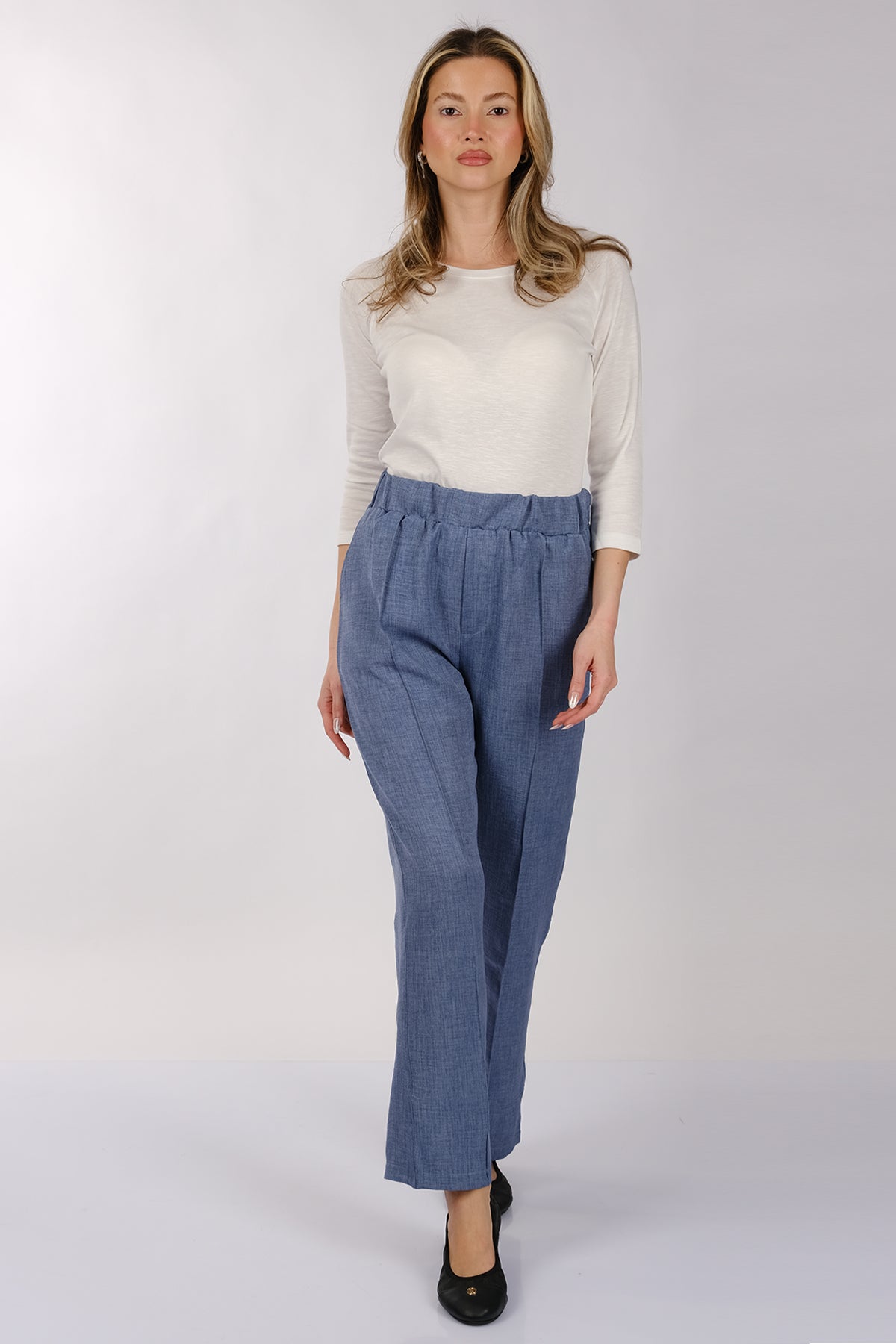 Daido Minimalist Yüksek Bel Keten Kadın Pantolon - Regular Fit Translation missing: tr.content.product_image_secondary