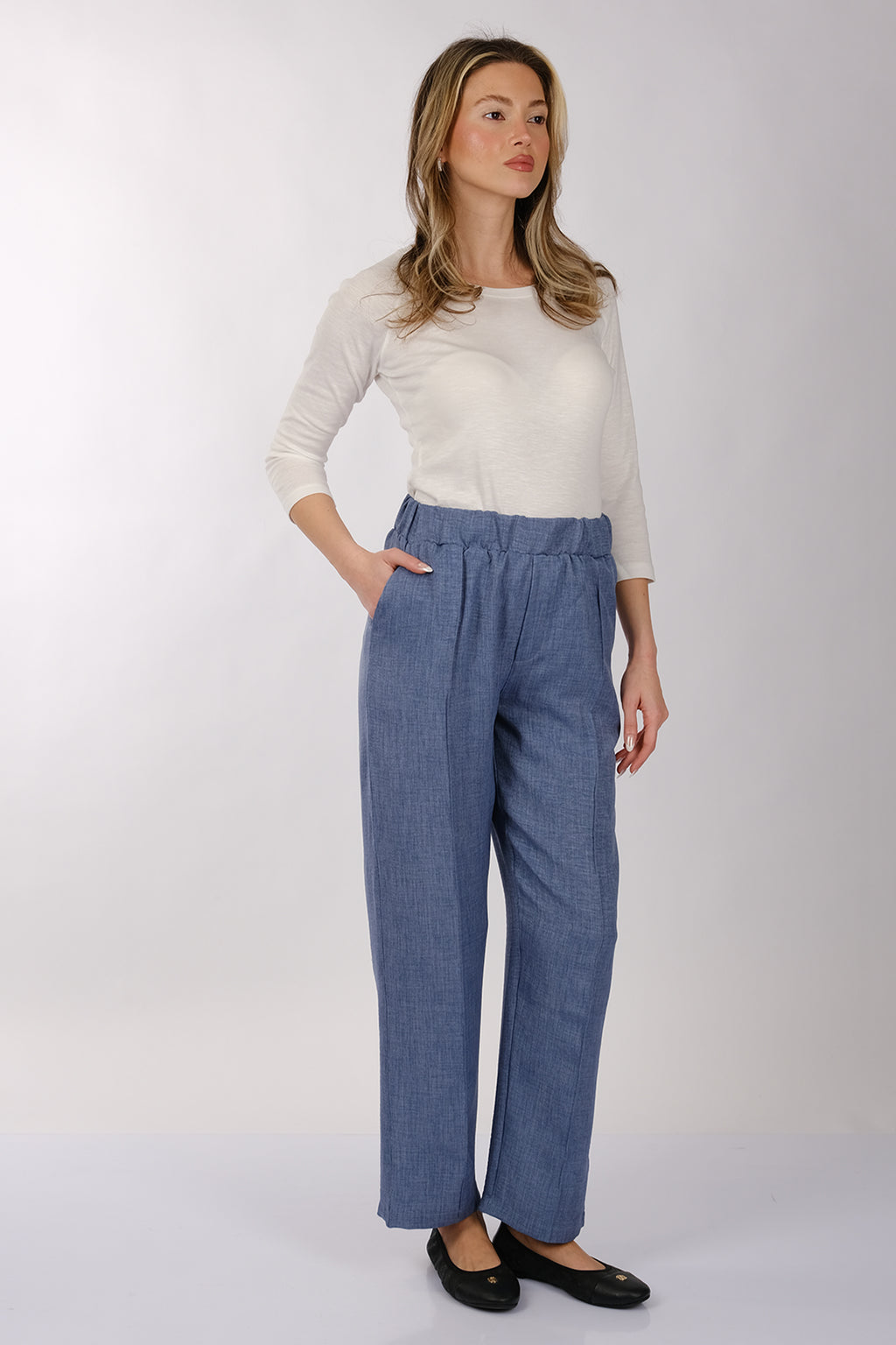 Daido Minimalist Yüksek Bel Keten Kadın Pantolon - Regular Fit