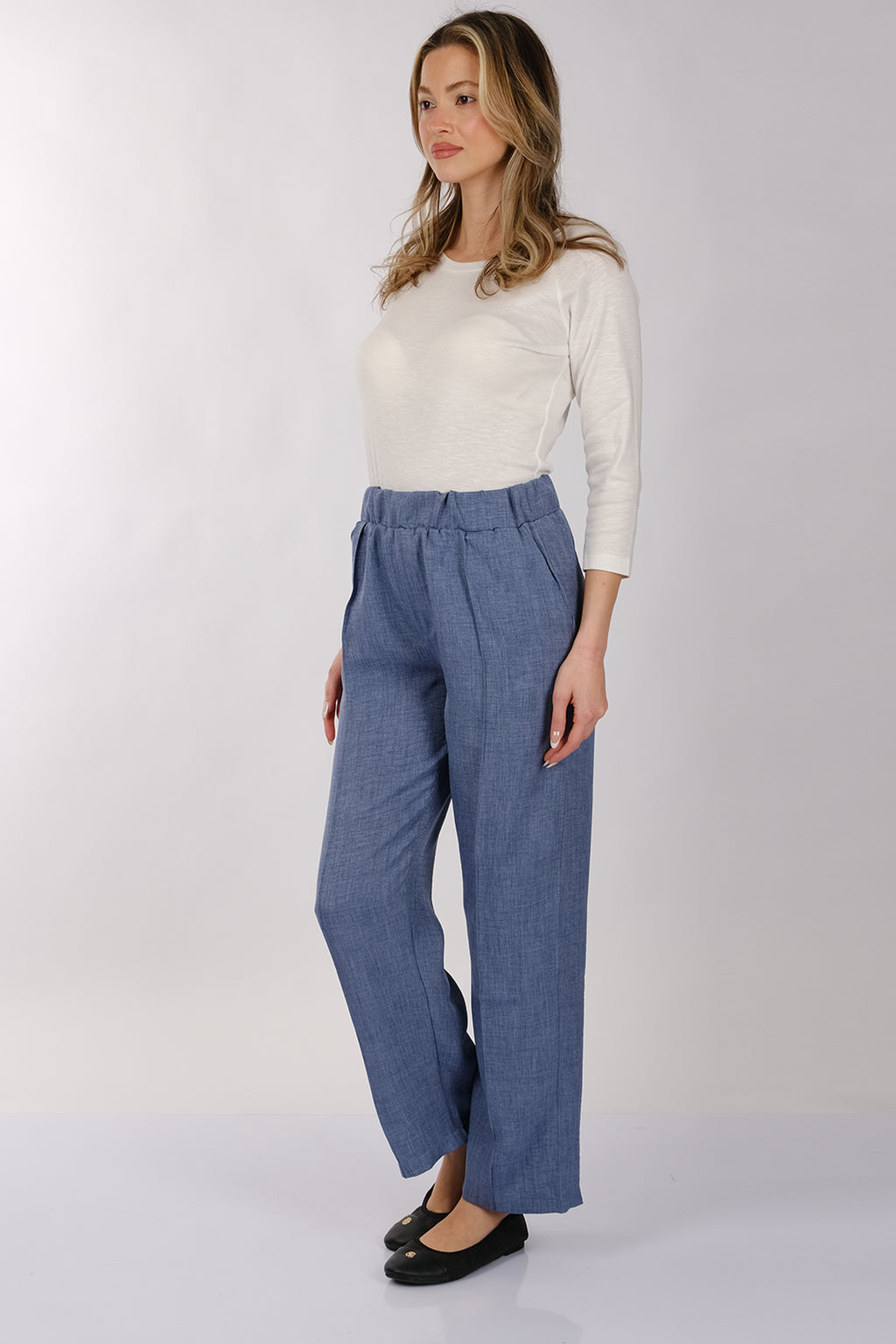 Daido Minimalist Yüksek Bel Keten Kadın Pantolon - Regular Fit