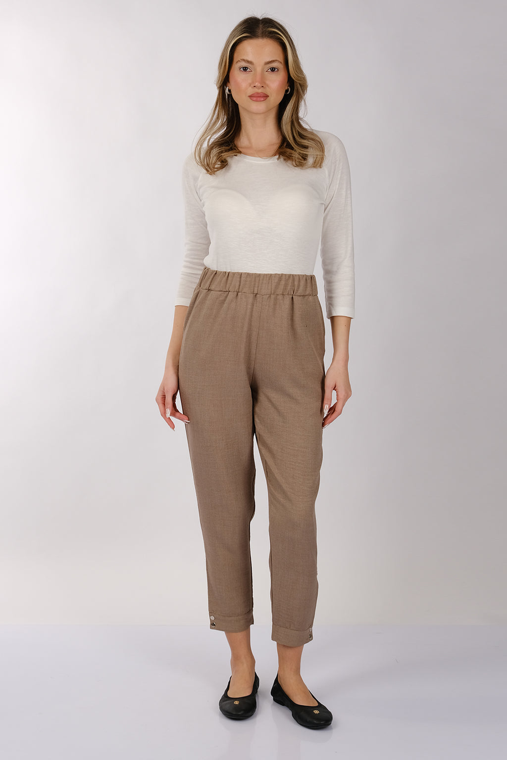 Daido Minimalist Keten Crop Pantolon - Yüksek Bel 7/8 Boy