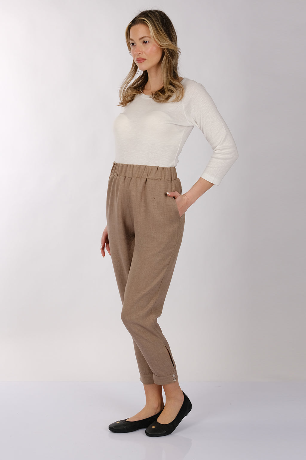Daido Minimalist Keten Crop Pantolon - Yüksek Bel 7/8 Boy