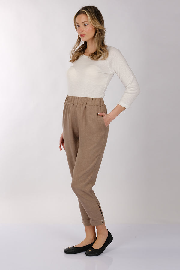 Daido Minimalist Keten Crop Pantolon - Yüksek Bel 7/8 Boy