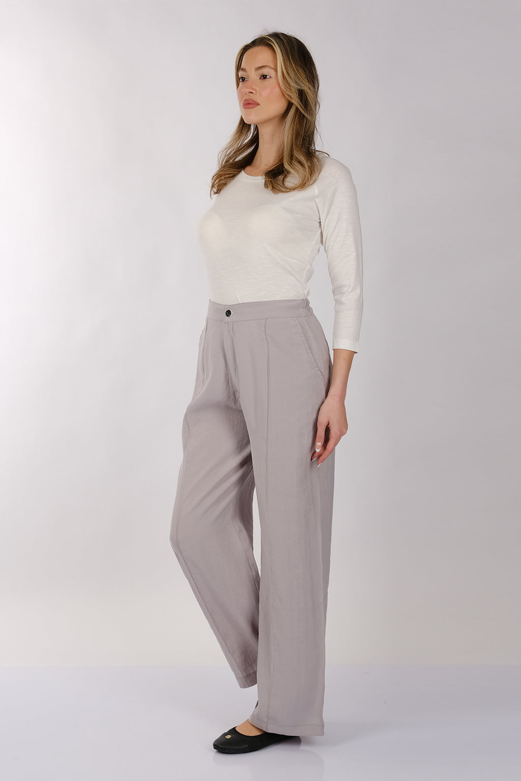 Daido Minimalist Yüksek Bel Bol Paça Kadın Pantolon - Günlük & Ofis