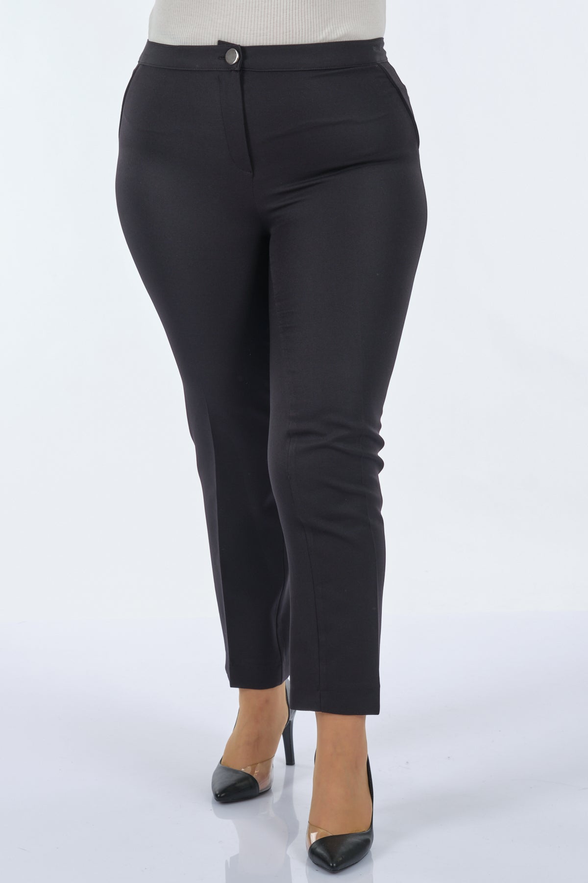 Garni Minimalist Yüksek Bel Kadın Pantolon - Günlük & İş