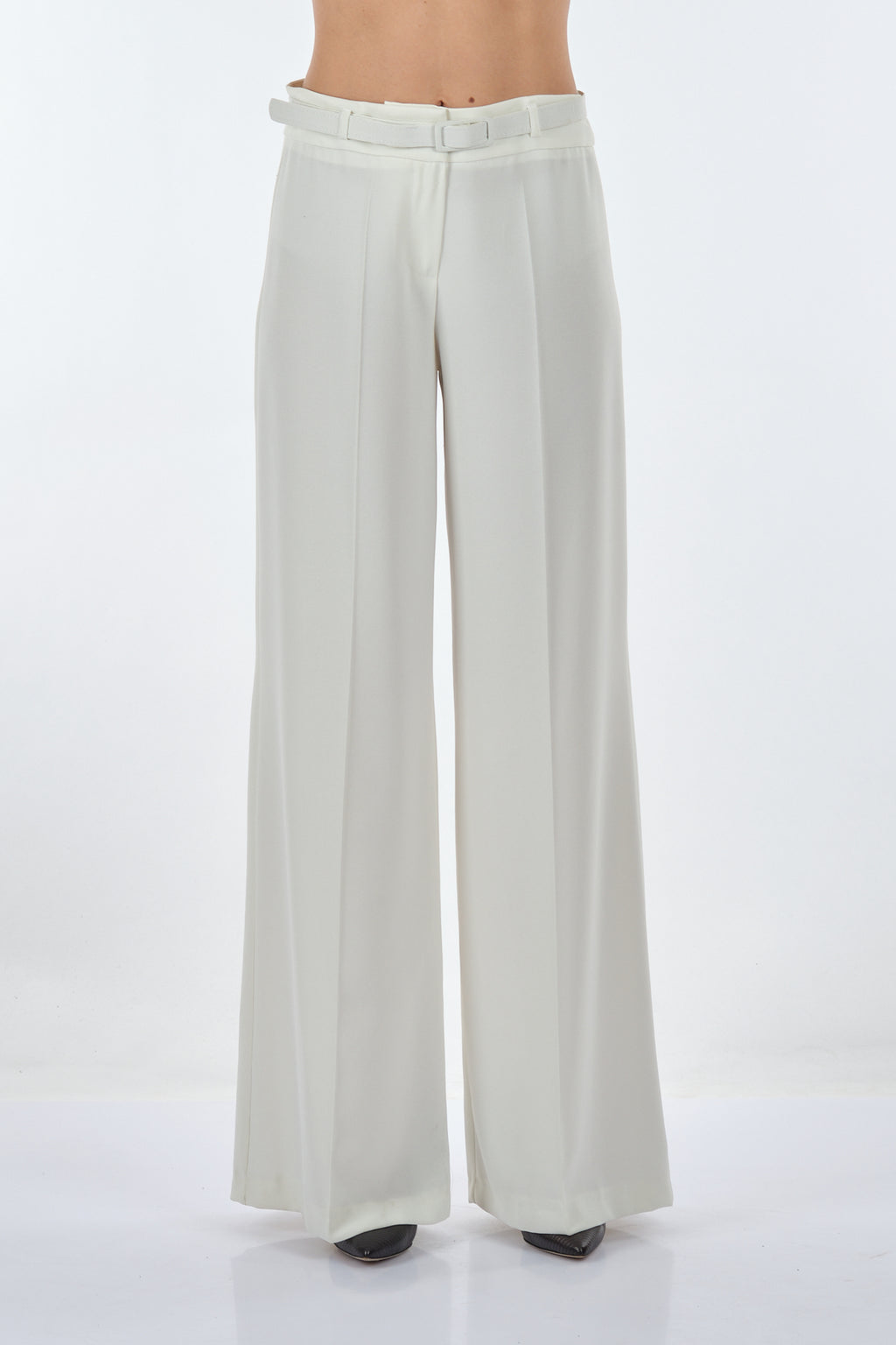 Garni Minimalist Geniş Paça Kadın Pantolon - Yüksek Bel - Trend