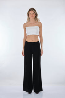 Garni Minimalist Geniş Paça Kadın Pantolon - Yüksek Bel - Trend
