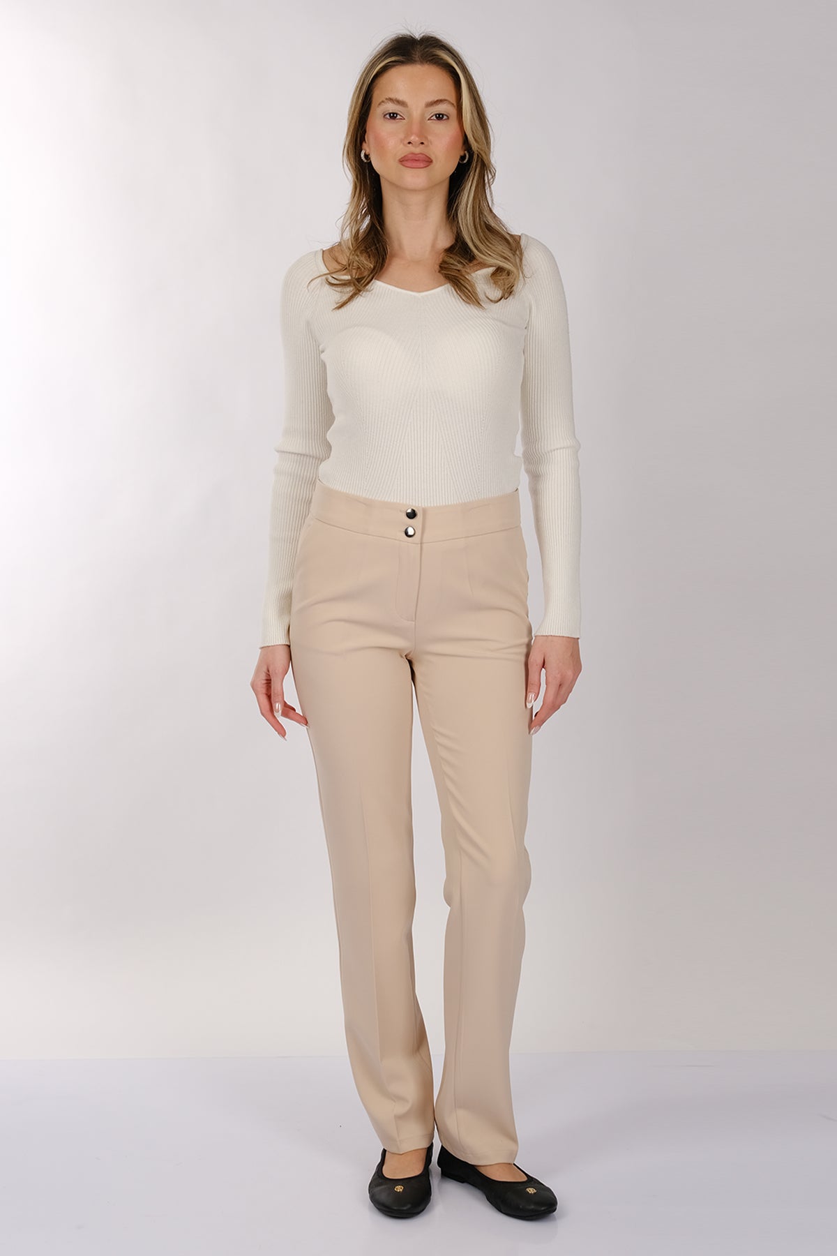 Modiva Minimalist Yüksek Bel Regular Fit Kadın Pantolon - Günlük & İş