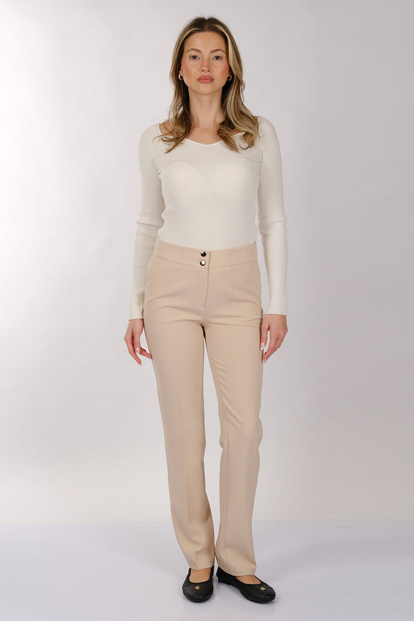 Modiva Minimalist Yüksek Bel Regular Fit Kadın Pantolon - Günlük & İş