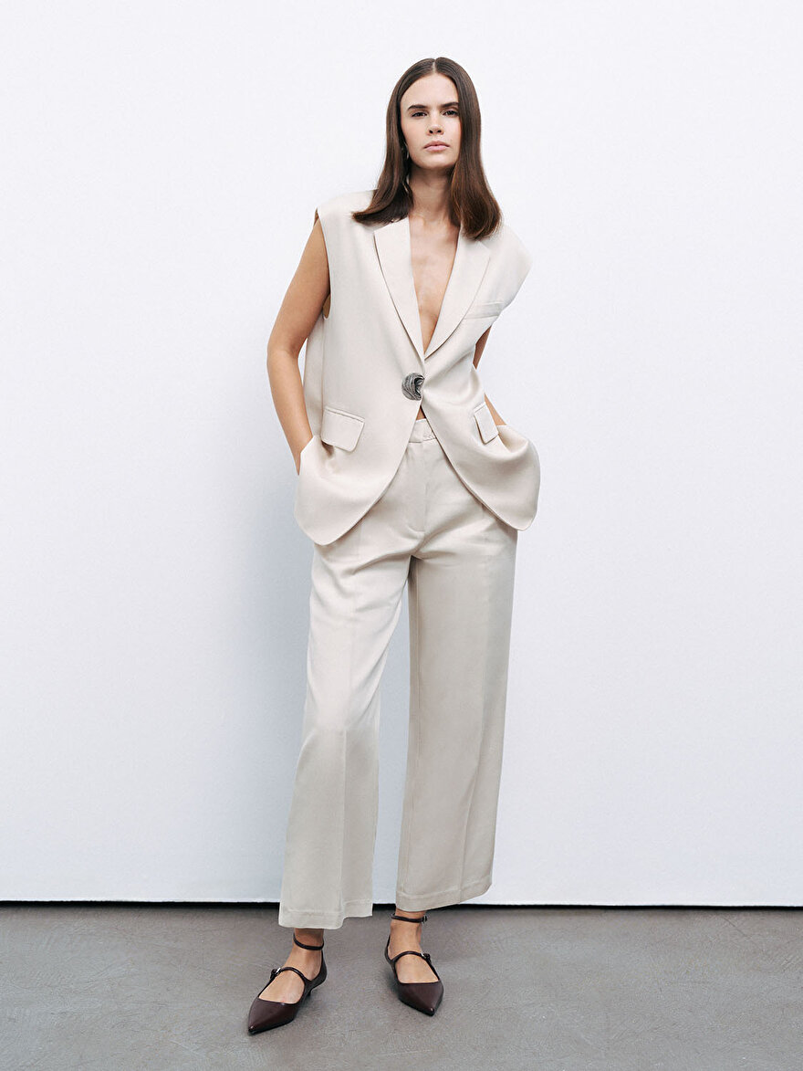 Nocturne Minimalist Crop Pantolon - Günlük & Ofis Şıklığı İkincil görsel