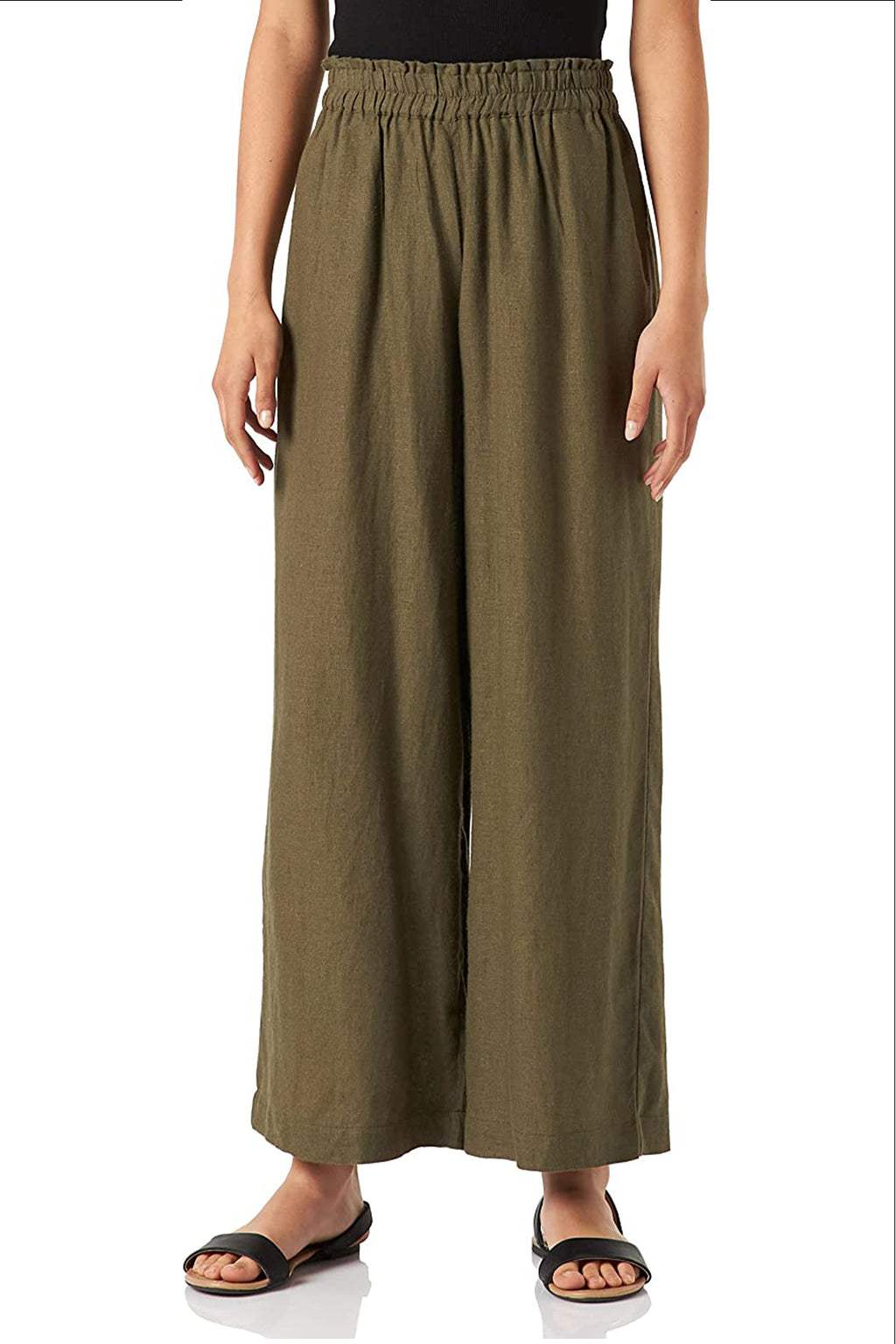Only Minimalist Yüksek Bel Geniş Paça Keten Pantolon - Rahat ve Şık