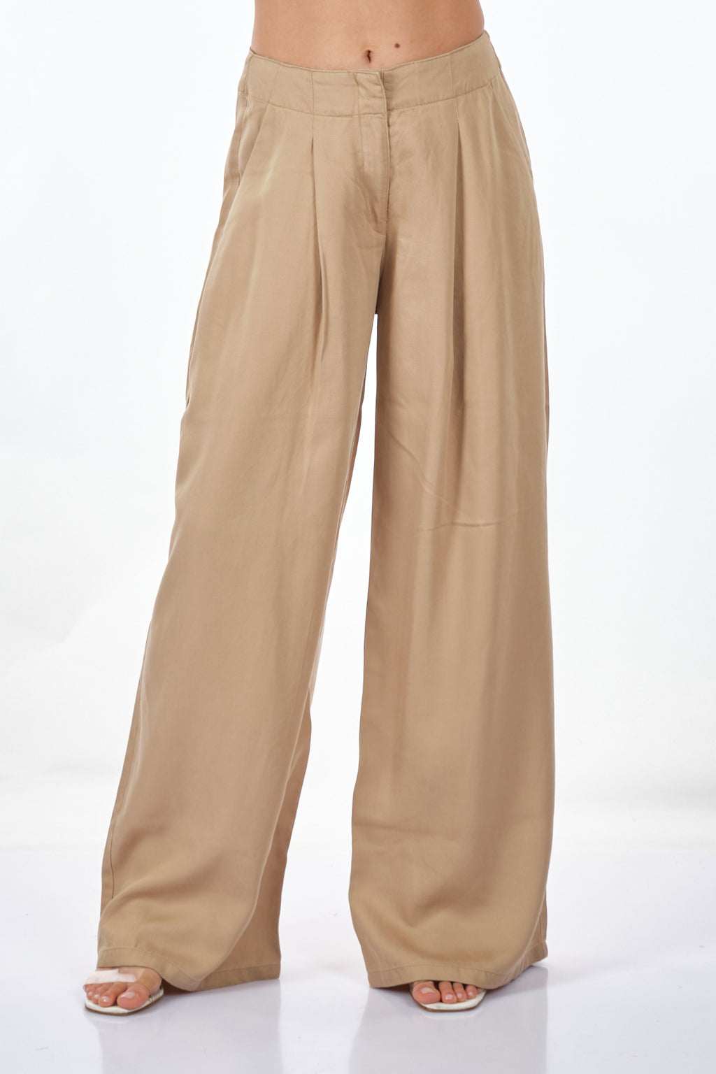 Only Oversize Pileli Keten Pantolon - Geniş Paça - Minimalist