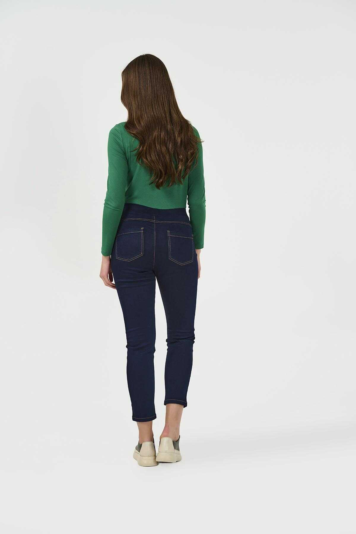 Tolga Saraçoğlu Minimalist Midi Jean Pantolon - Yüksek Bel Esnek