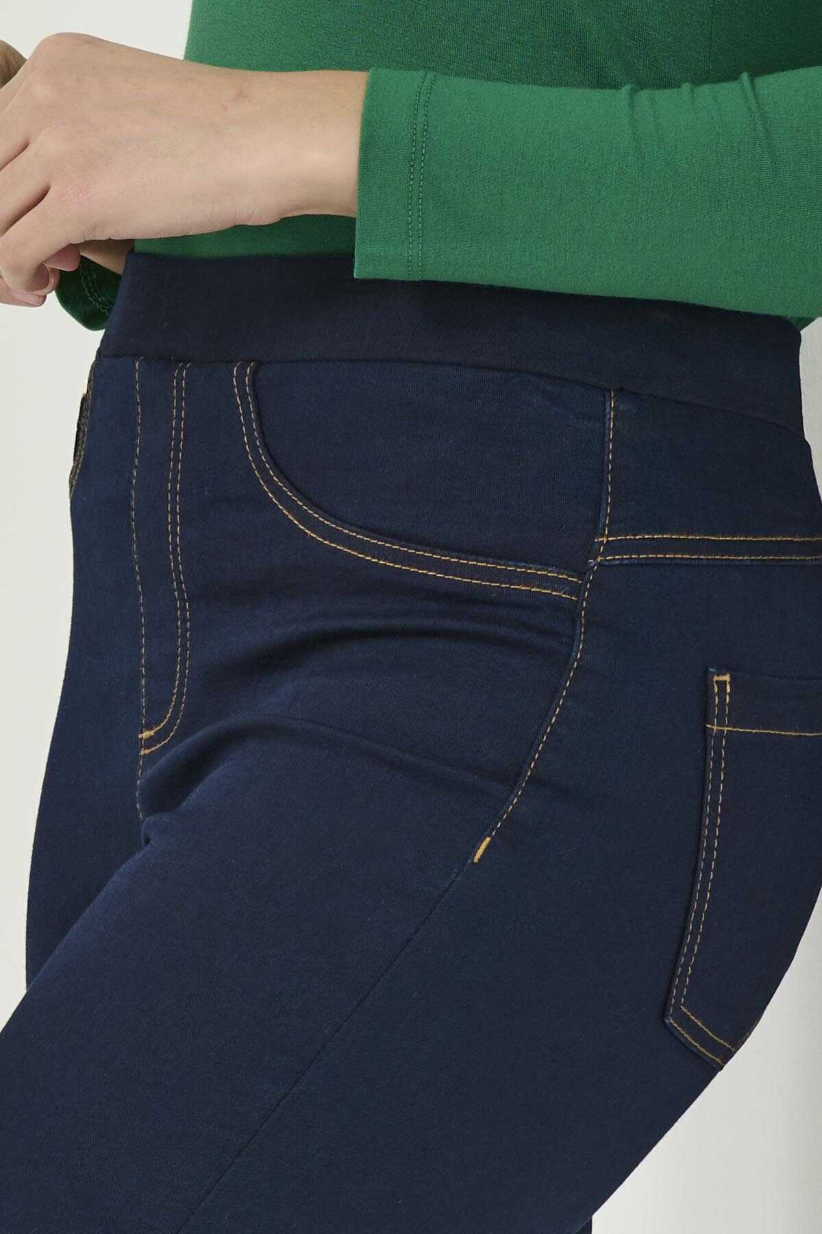 Tolga Saraçoğlu Minimalist Midi Jean Pantolon - Yüksek Bel Esnek Translation missing: tr.content.product_image_secondary