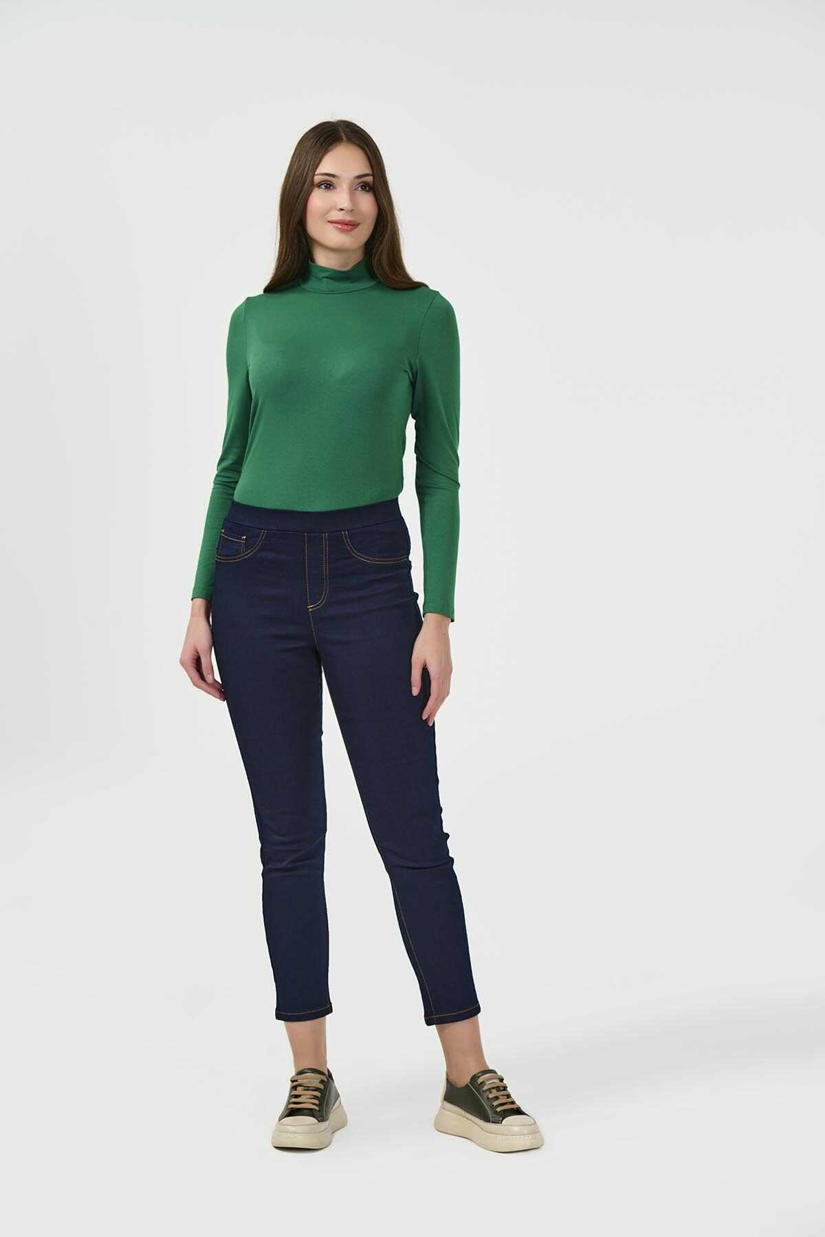 Tolga Saraçoğlu Minimalist Midi Jean Pantolon - Yüksek Bel Esnek