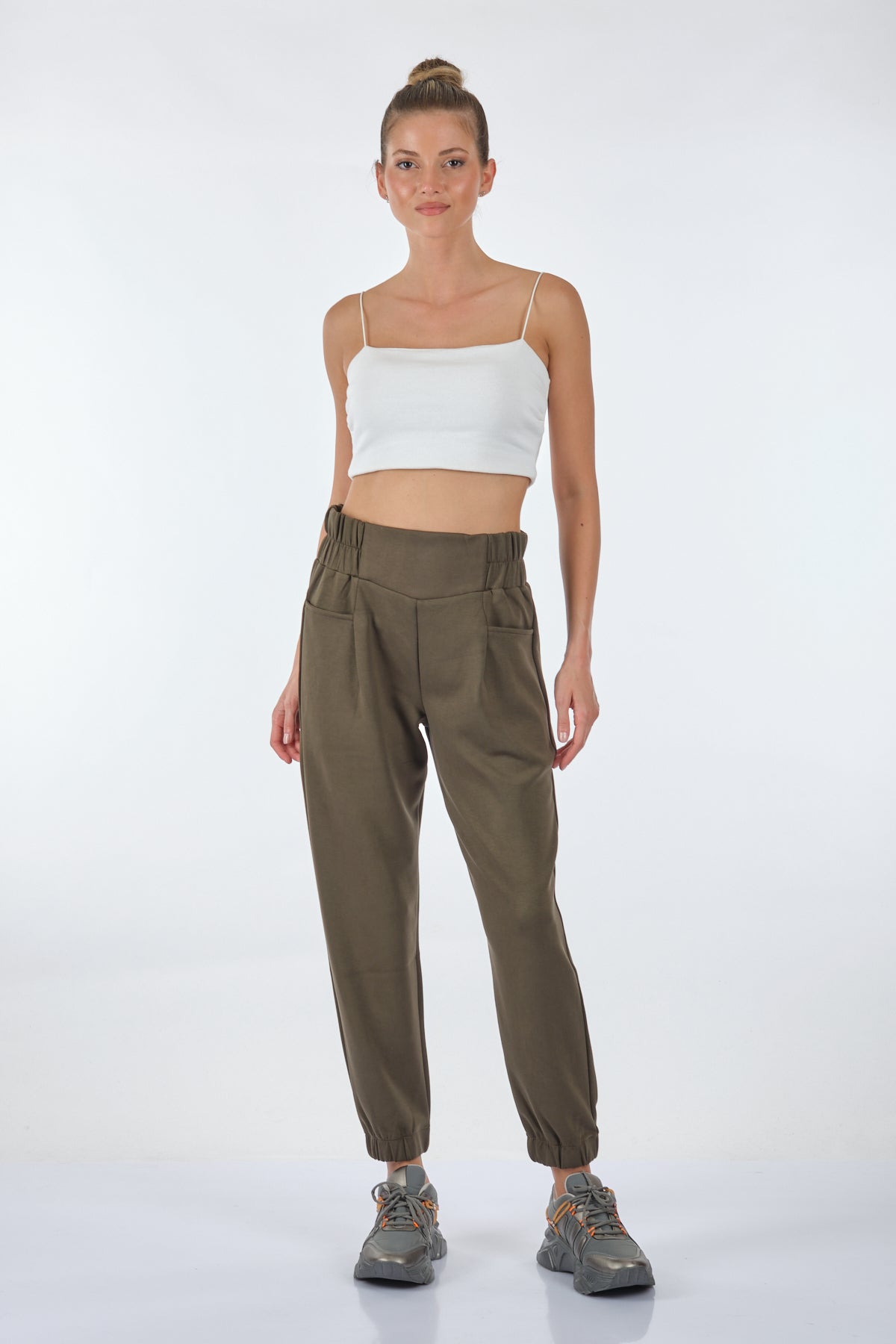 Vedi Oversize Kadın Pantolon: Minimalist Stil, Yüksek Bel, Midi Boy Translation missing: tr.content.product_image_secondary