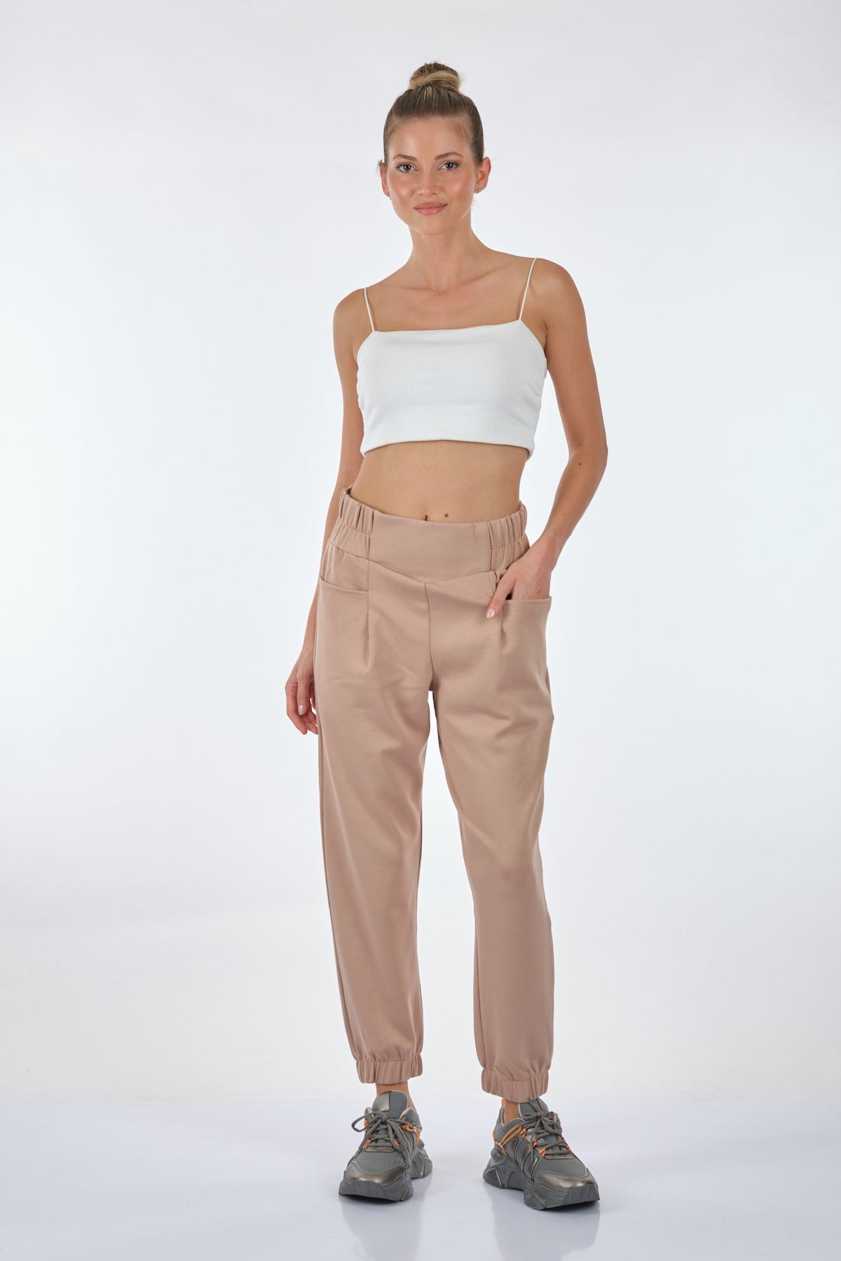 Vedi Oversize Kadın Pantolon: Minimalist Stil, Yüksek Bel, Midi Boy