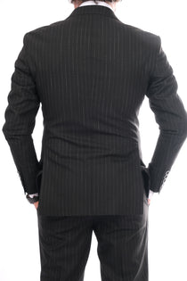 Papyon Minimalist Çizgili Regular Fit Duble Sıkı Yaka Erkek Takım Elbise