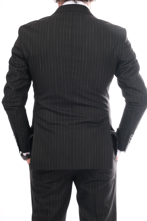 Papyon Minimalist Çizgili Regular Fit Duble Sıkı Yaka Erkek Takım Elbise
