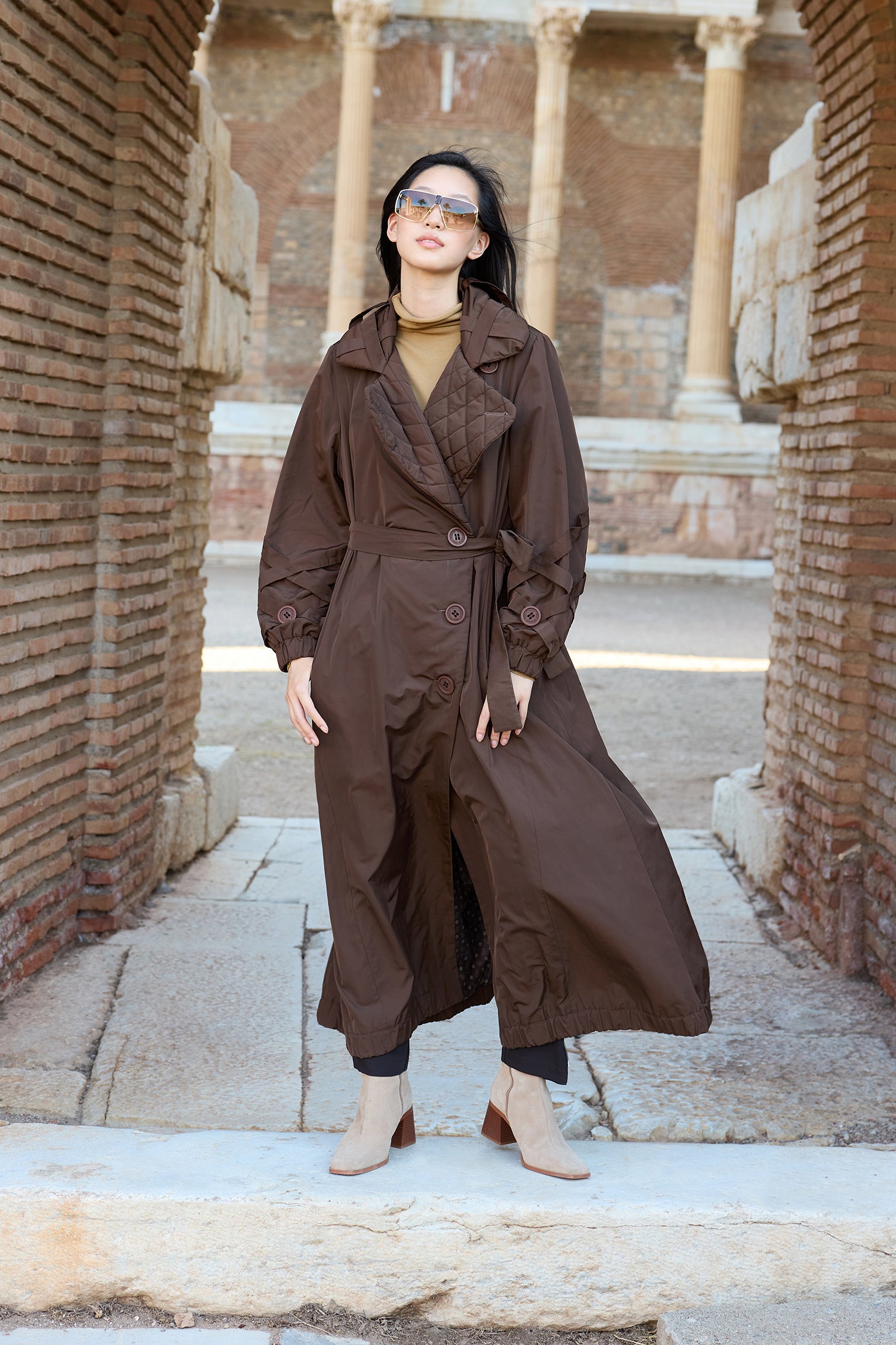 Misswhence Oversize Midi Trençkot - Kapüşonlu, Kemerli, Günlük Ana görsel