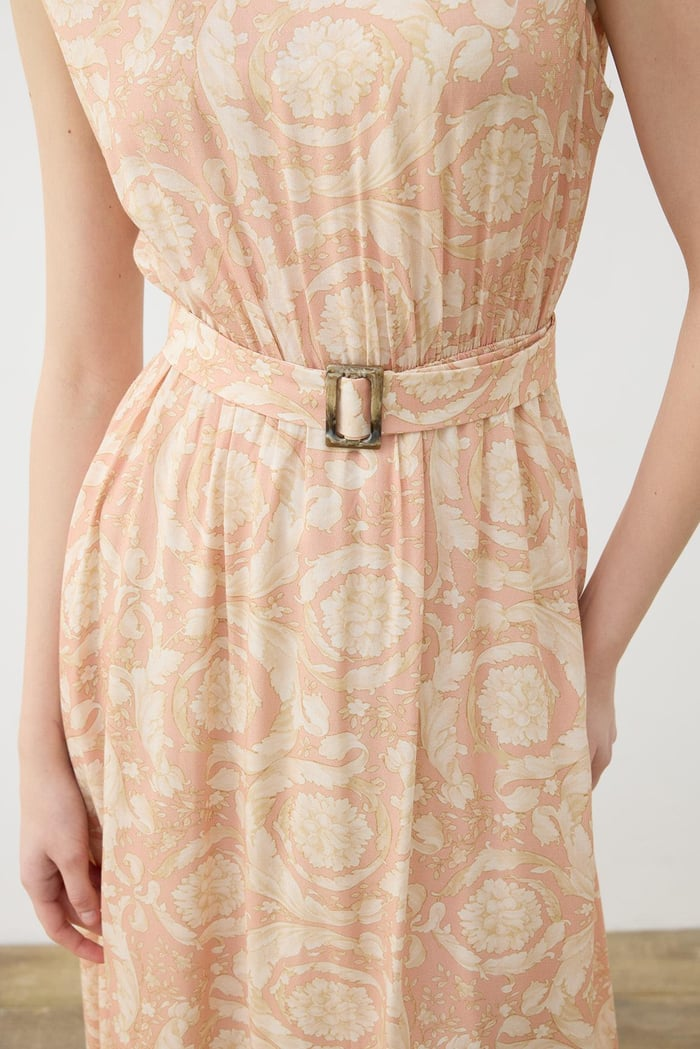Pastel Desen Kolsuz Elbise-Gömlek Takim Terzi Dükkani