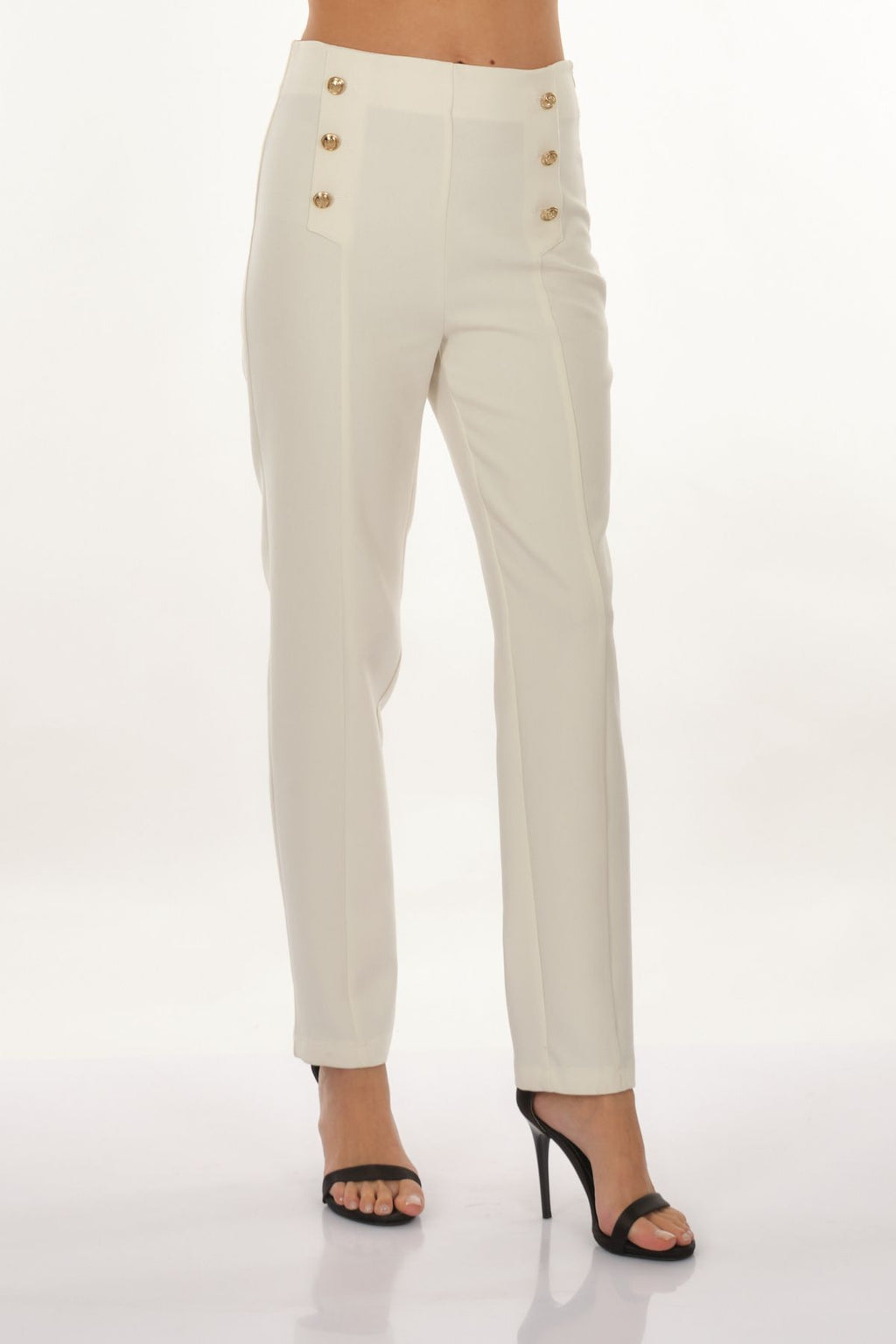 Perspective Minimalist Yüksek Bel Düğmeli Kadın Pantolon - Regular Fit