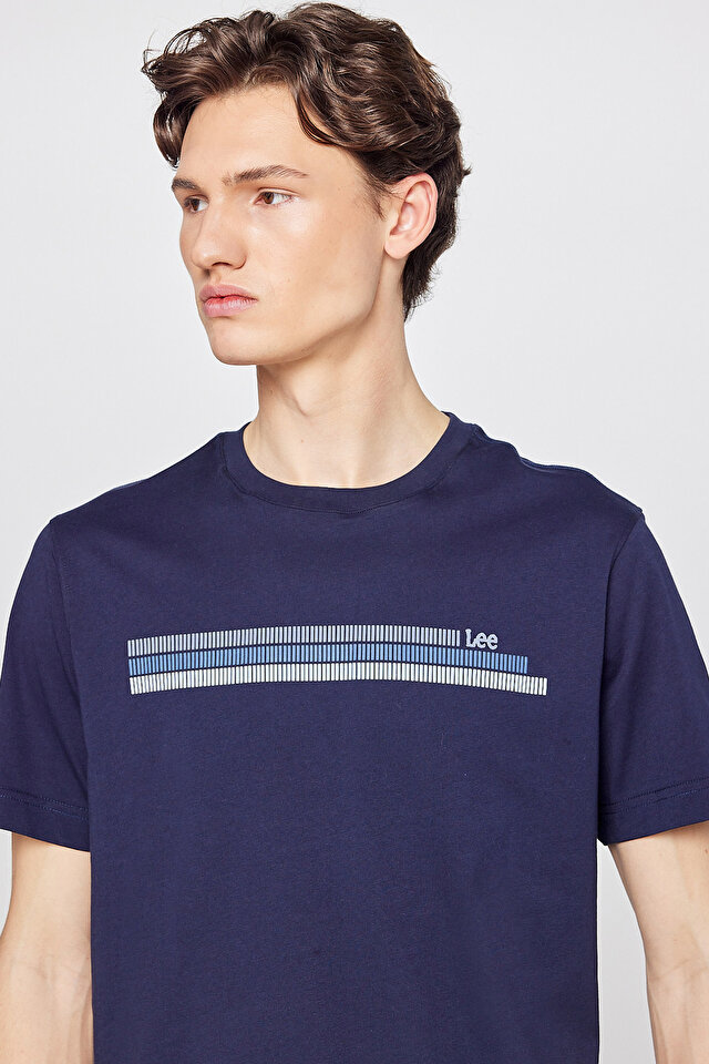Regular Fit Normal Kesim Bisiklet Yaka Logo Detaylı Tişört T-Shirt Lee