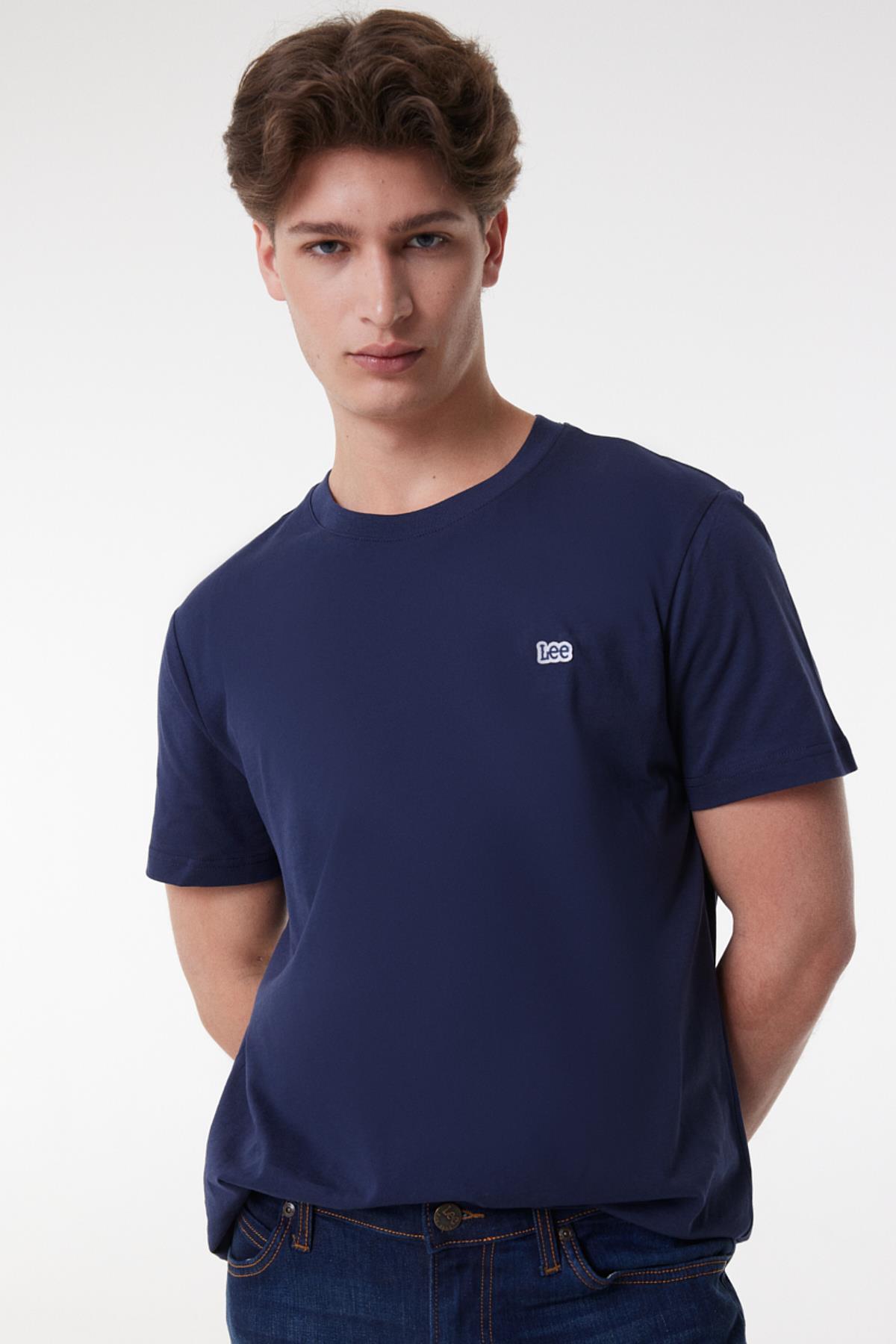 Regular Fit Normal Kesim Bisiklet Yaka Pamuklu Lacivert T-Shirt Lee Translation missing: tr.content.product_image_secondary