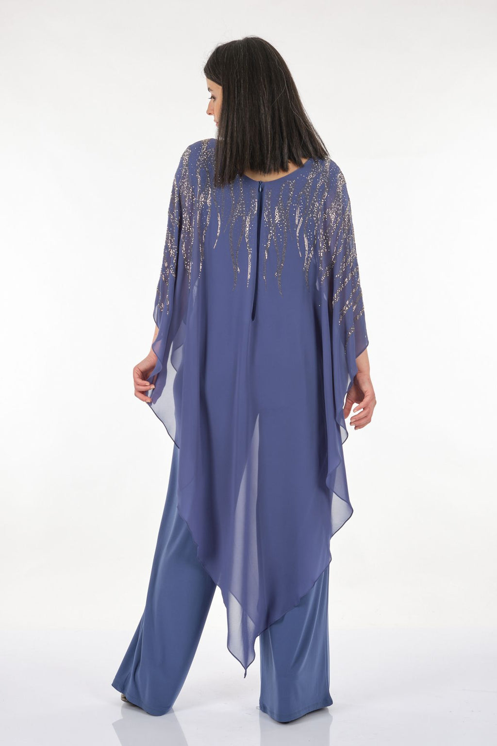 Rozeşah Asimetrik Yaka Oversize Midi Abiye Elbise - Şifon