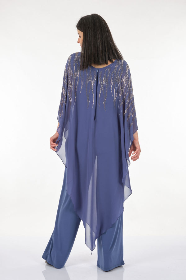 Rozeşah Asimetrik Yaka Oversize Midi Abiye Elbise - Şifon