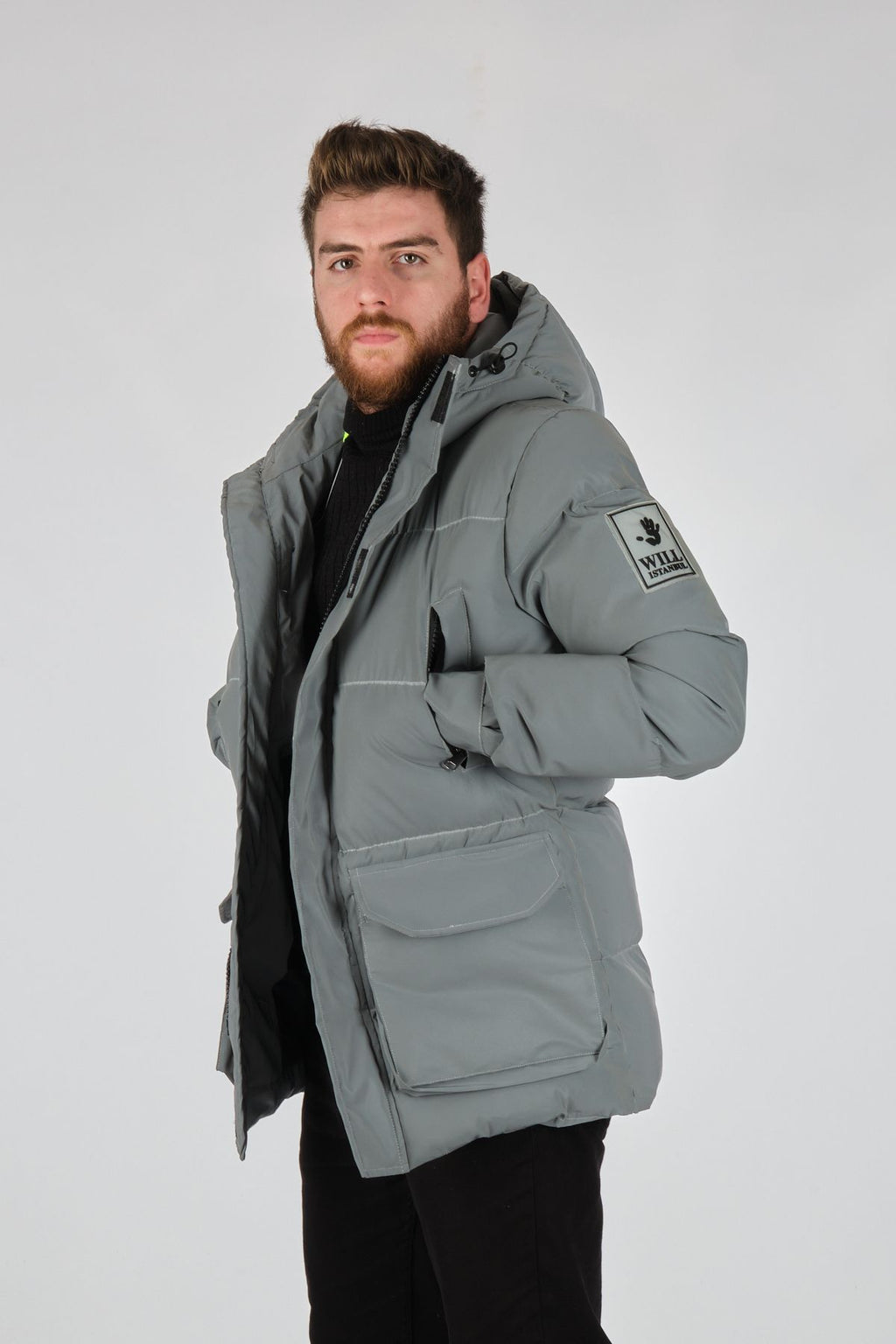Rugu Erkek Oversize Kapüşonlu Kışlık Mont - Minimalist