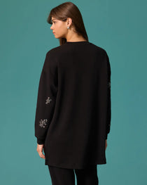 Scl Boncuk İşlemeli Bisiklet Yaka Sweatshirt