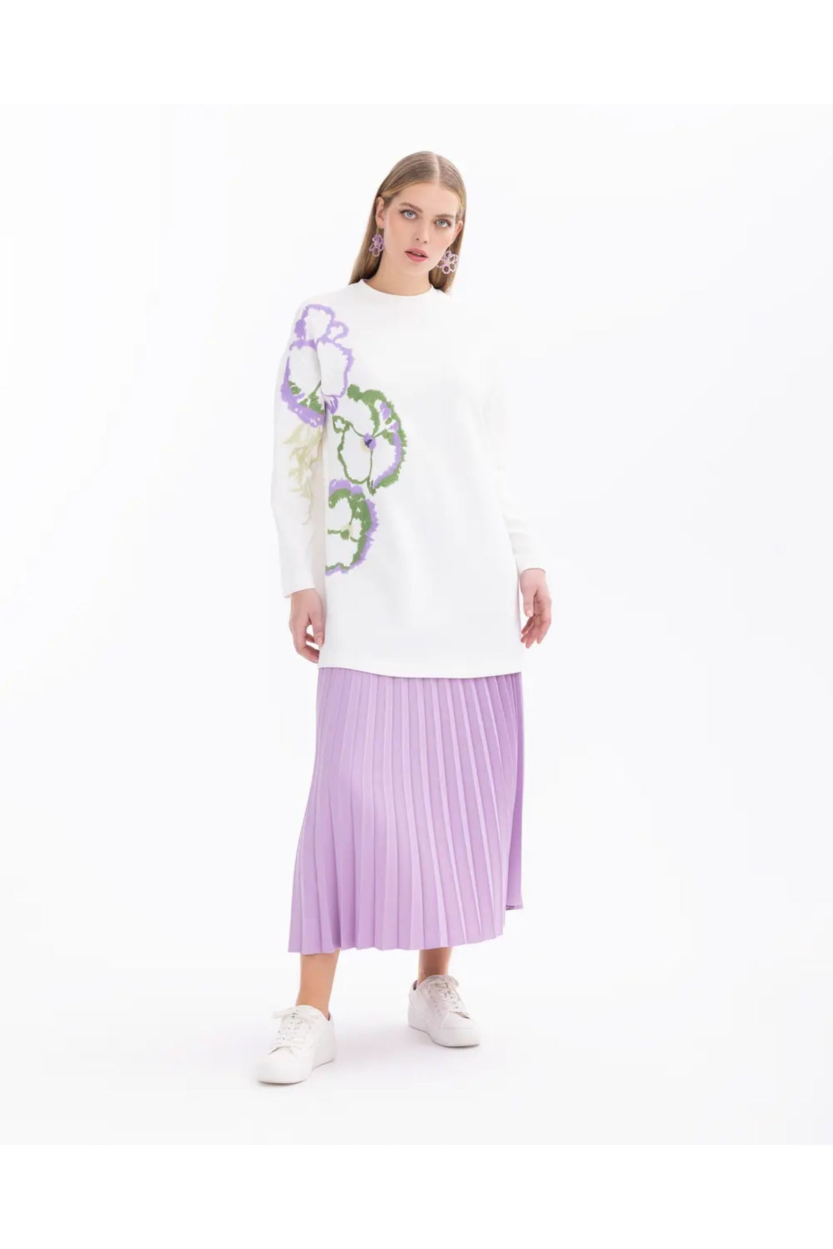 Scl Kadın Nakışlı Düşük Kol Sweatshirt 10002412311001