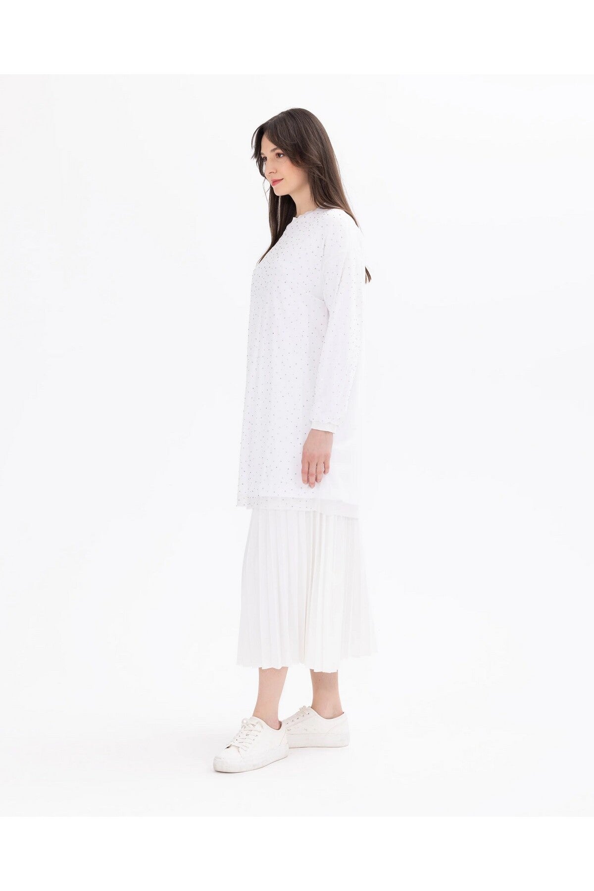 SCL Kadın Oversize Uzun Kol Midi Tunik - Minimalist Tasarım