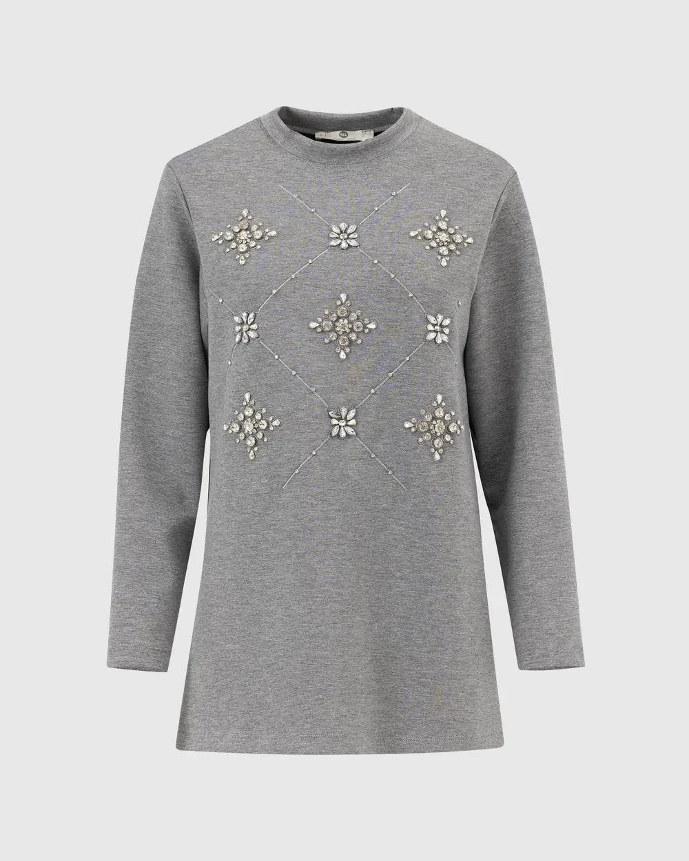Scl Kadın Yuvarlak Yaka Taşlı  Sweatshirt 10002422311004