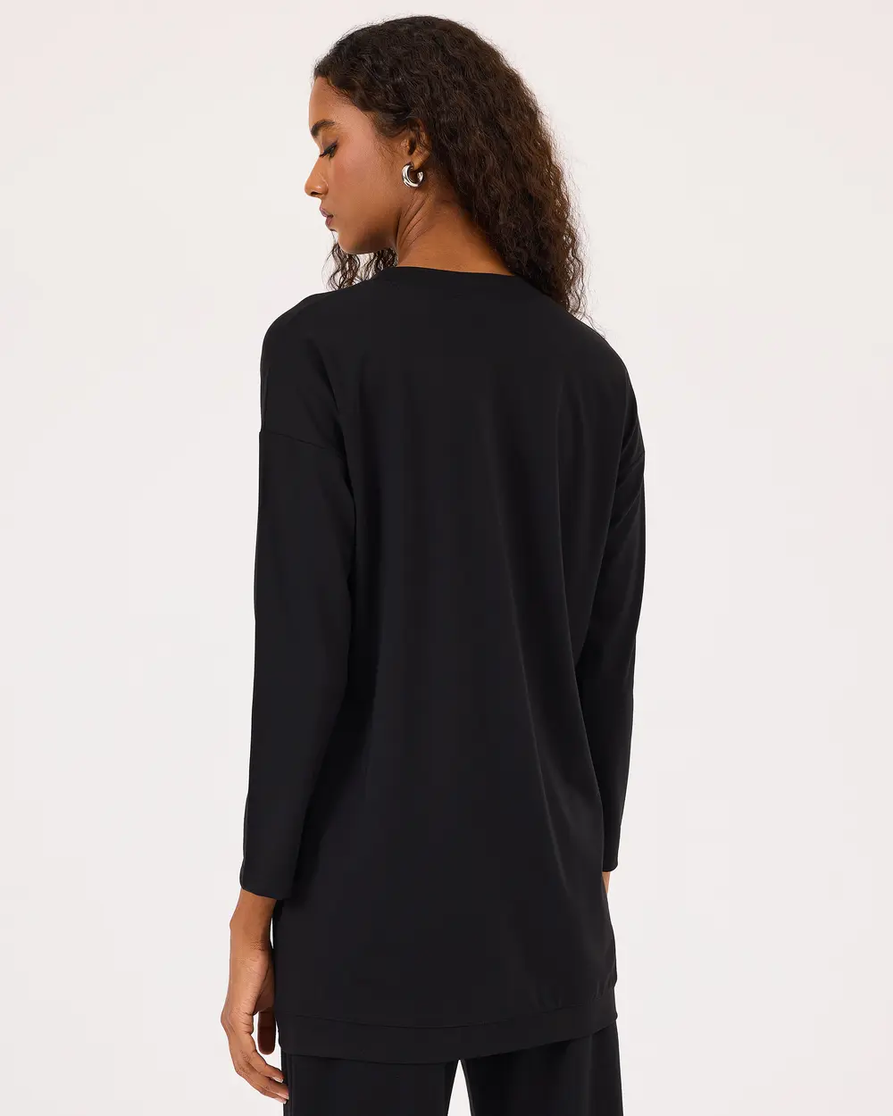 SCL Oversize Midi Günlük Kadın Tunik - 3/4 Kol - Minimalist