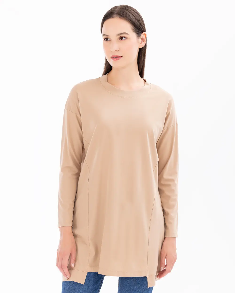 SCL Oversize Midi Günlük Kadın Tunik - 3/4 Kol - Minimalist