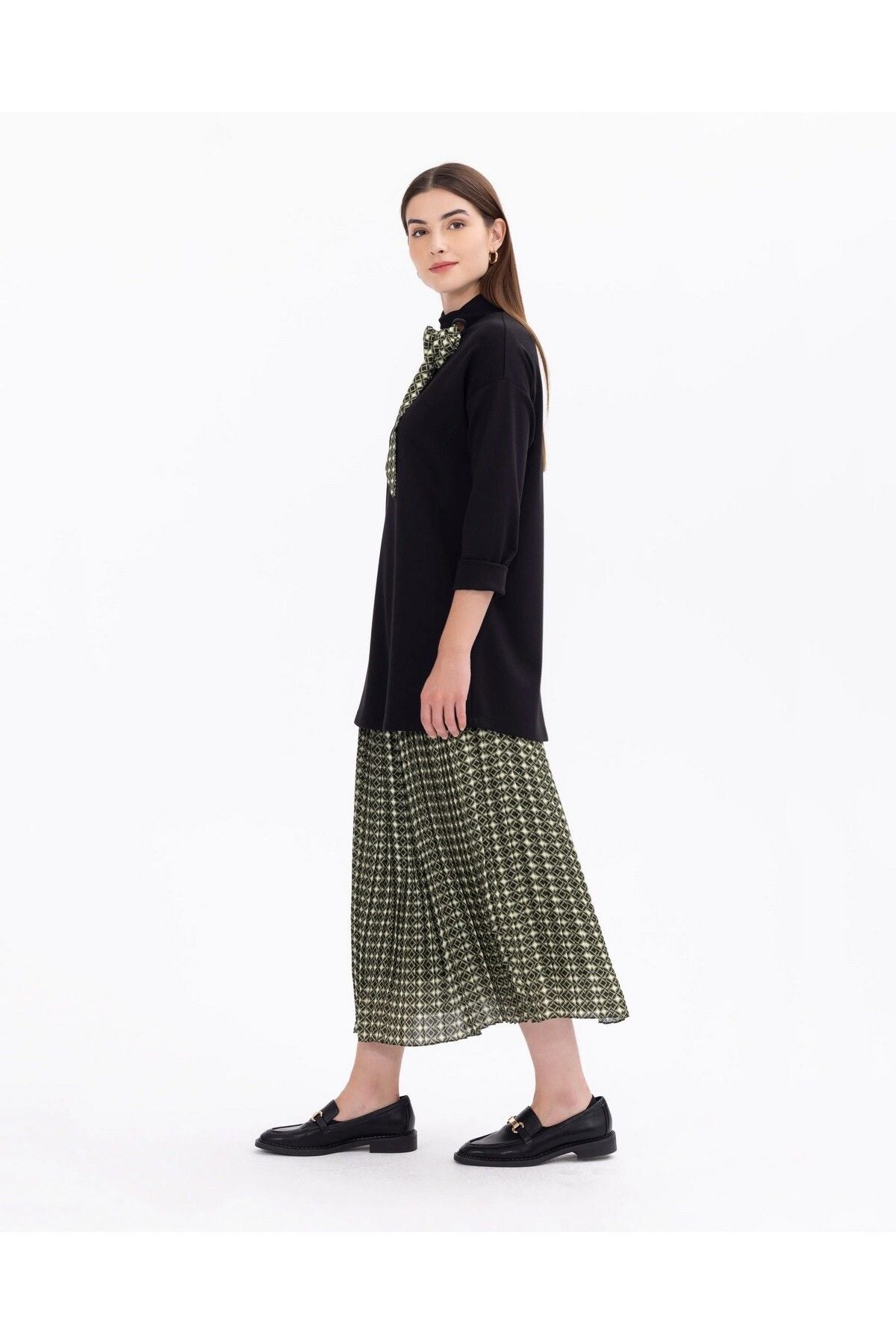 Scl Minimalist Oversize Bağlı Yaka Midi Triko - Günlük Şıklık