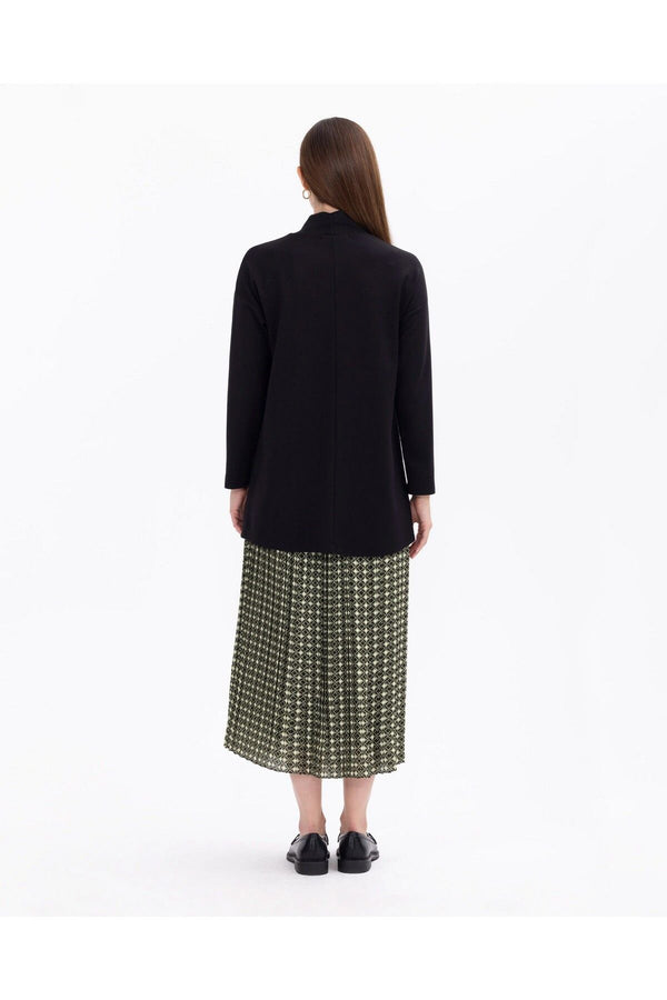 Scl Minimalist Oversize Bağlı Yaka Midi Triko - Günlük Şıklık